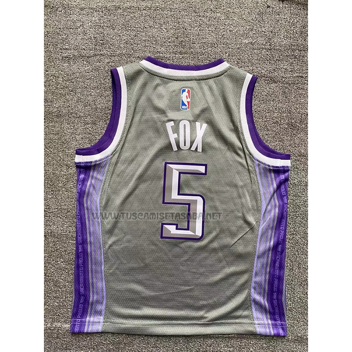 Camiseta NO 5 Nino Sacramento Kings Ciudad 2022-23 Gris De'Aaron Fox